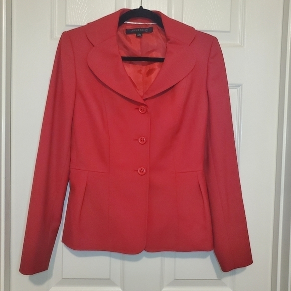 Anne Klein Red Blazer Jacket Sz 6 - Picture 1 of 9